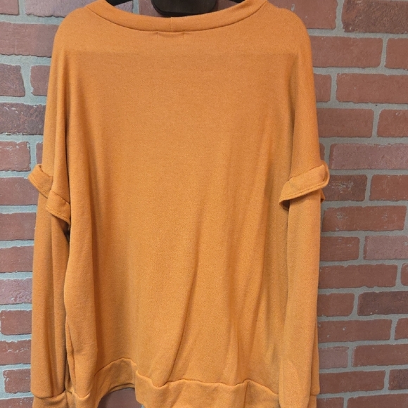 Chic Soul Ruffled Rust Orange Sweatshirt 3x - Picture 5 of 5